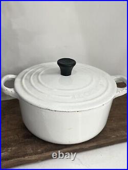 Vintage Le Creuset #18 White Dutch Oven Cast Iron Made In France