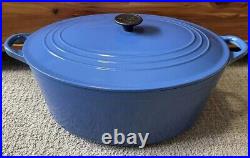 Vintage Le Creuset France Enamel Cast Iron #40 15.5 Quart Oval Dutch Oven Blue