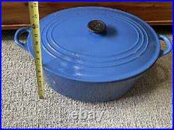Vintage Le Creuset France Enamel Cast Iron #40 15.5 Quart Oval Dutch Oven Blue