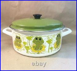 Vintage Sears & Roebuck Neil The Frog Enamelware crock Dutch Oven Pan Rare